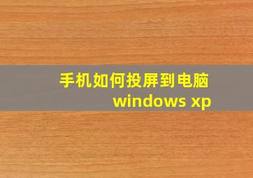 手机如何投屏到电脑windows xp